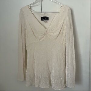 ALEX Evenings Y2K silk blend sequin long sleeve